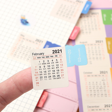 Calendario mensual de 2022 años, pegatinas de índice de página, marcapáginas, Agenda, notas, planificador, etiqueta postal, 2 hojas ► Foto 1/6