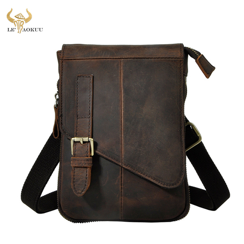 Moda calidad Real cuero masculino Casual multifunción mensajero Satchel bolsa de hombro para tableta riñonera cinturón paquete hombres 611-6-d ► Foto 1/6