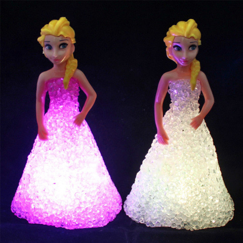 Luces LED de colores de Elsa, Anna y Sofía para niños, lámpara de noche de cristal gradiente con batería, regalo de Navidad y vacaciones, 1 Uds. ► Foto 1/3