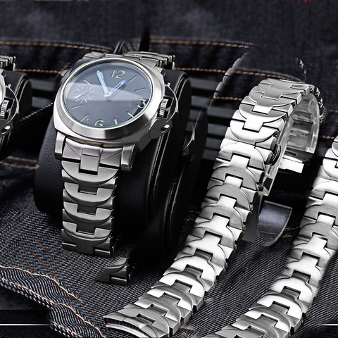 Reloj de acero fino para hombre, pulsera de 24mm con banda de acero para Panerai pam441 111 382, accesorios de hebilla de mariposa, envío gratis ► Foto 1/1