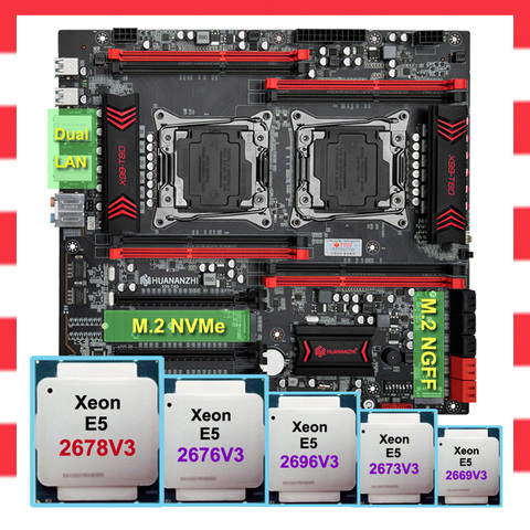 HUANANZHI-placa base para X99-T8D, Combo de placa base X99 LGA2011-3 M.2 NVMe/NGFF, procesador Dual Xeon E5 2678 V3 2676 V3 2696 V3 2673 V3 V3 DIY ► Foto 1/6