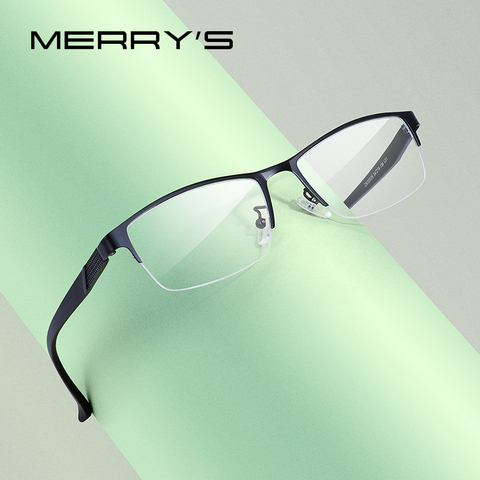 MERRYS-Gafas de media montura TR90 para hombre, anteojos con diseño de aleación de titanio, graduadas, S2226 ► Foto 1/6