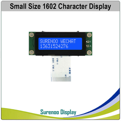Módulo de pantalla LCD / OLED de 162 caracteres pequeños, 16X2, LCM, azul, negativo, con retroiluminación LED blanca, 1602 ► Foto 1/2