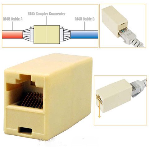 Conector divisor RJ45 de toma de RJ-45, CAT5, CAT6, LAN, Ethernet, adaptador, enchufe Modular de red para PC, Lan, Joiner de Cable, 10 Uds. ► Foto 1/6