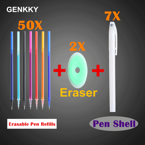 Juego de bolígrafo recargable, conjunto de boli borrable y recambiable, con carcasa lavable, mango de 0,5mm y cartuchos de recambios, tinta de 7 colores, ideal para la escuela y la oficina, 59 unidades ► Foto 1/6