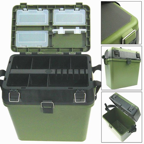 Caja de Herramientas de señuelo de caja de pesca verde militar asiento multifunción caja de aparejos de pesca grande ► Foto 1/1