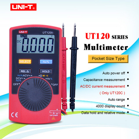 Mini multímetro Digital serie UNI-T UT120 Digital LCD palmera tamaño Auto rango multímetro DC AC bolsillo ► Foto 1/6