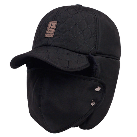 Gorro cálido a prueba de viento para hombre y mujer, gorro de Lei Feng Bomber de piel sintética con solapa en la oreja, negro, esquí, frío, antinieve, novedad de invierno ► Foto 1/1