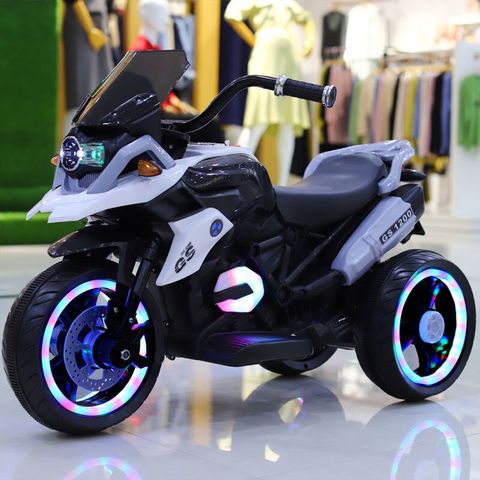 Triciclo de motocicleta eléctrica para niños, juguete con Control remoto, rueda Flash, doble conducción ► Foto 1/1