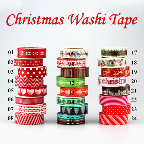 Cinta adhesiva decorativa para Scrapbooking, conjunto de Navidad, color corazón rojo, cinta adhesiva japonesa washi, 10m, 1 unidad ► Foto 1/6