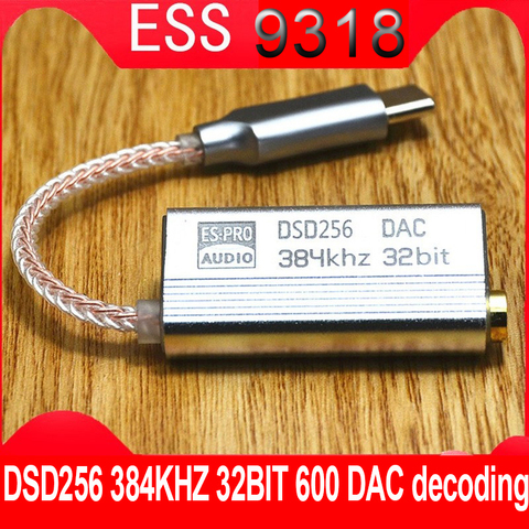 DSD 100%-amplificador de decodificación DAC, cable adaptador de cable HIFI para dispositivo ESS, Es9318, teléfono móvil, decodificador C a 3,5mm ► Foto 1/6