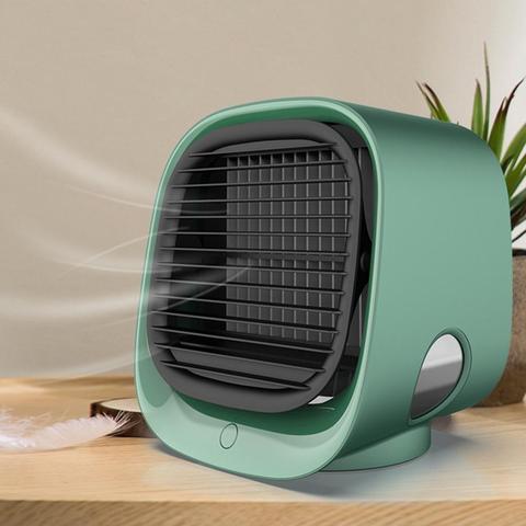 Mini ventilador enfriador de aire de escritorio con luz nocturna, purificador, humidificador, USB, para verano, multifunción ► Foto 1/6