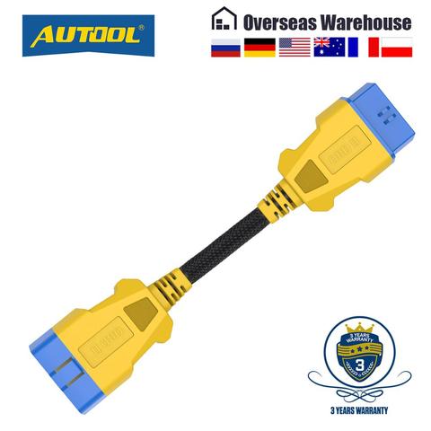 AUTOOL-Cable de extensión de nailon reforzado OBD2 para coche, Cable macho a hembra de 20CM para Launch Easydiag/THINKDIAG/THINKDRIVER/ELM327 ► Foto 1/6