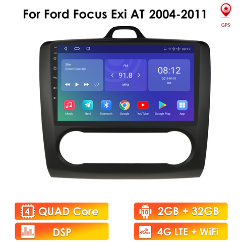 Reproductor multimedia de vídeo y radio estéreo para coche Ford, dispositivo de navegación GPS de 2 Din con Android 10 y Quad Core para modelos Focus Exi AT Mk2 de 2004 a 2011 ► Foto 1/6