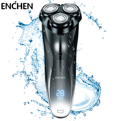 ENCHEN-Afeitadora eléctrica IPX7 recargable para hombre, afeitadora giratoria, afeitado eléctrico, resistente al agua, en seco y mojado, con recortador emergente ► Foto 1/6