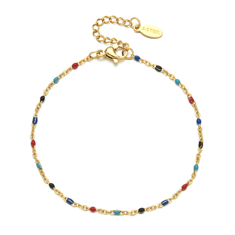 ZMZY-Pulsera de acero inoxidable para mujer, brazalete de esmalte variado, Color dorado, cuentas, joyería delicada ► Foto 1/6