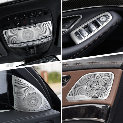 Para Puerta interior de coche altavoz de Audio de palanca de cambios de la puerta del Panel de reposabrazos recorte cubierta pegatinas para Mercedes Benz Clase S W222 2014-19 Accesorios ► Foto 1/6