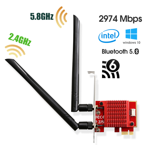 Adaptador WiFi Intel Ax200, 5 ghz, Dongle ax200ngw, 5 ghz, red Bluetooth, WiFi, 6 tarjetas, antena exprés Pci para PC ► Foto 1/6