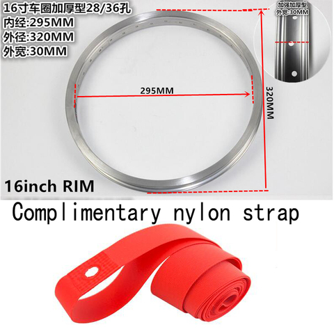 16 pulgadas llanta de bicicleta 28/36 agujero de la llanta de la bicicleta eléctrica llanta rueda conjunto de accesorios 16*1,5/1,75 /1,95/2.125 neumáticos ► Foto 1/2