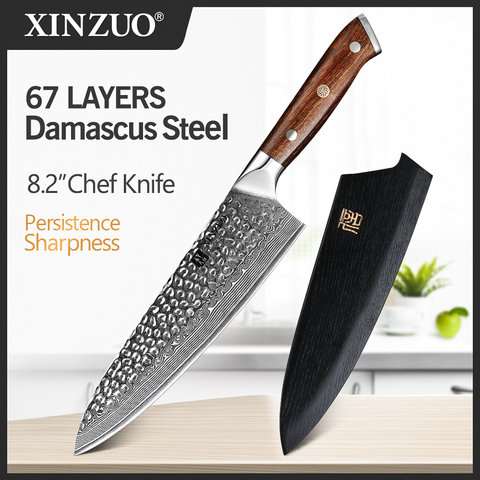 XINZUO-cuchillo de Chef de acero damasco, 67 capas, 8,2 