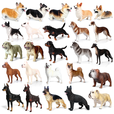 25 estilos de gran tamaño de la familia Animal lindo Dogo Argentino Dobermann Rottweiler perro modelo de Bulldog colección para chico regalo de los niños ► Foto 1/6