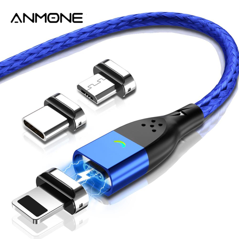 ANMONE-Cable magnético tipo C, Cable de carga magnética Micro USB para Xiaomi, Samsung, Iphone, Cables de teléfono móvil ► Foto 1/6