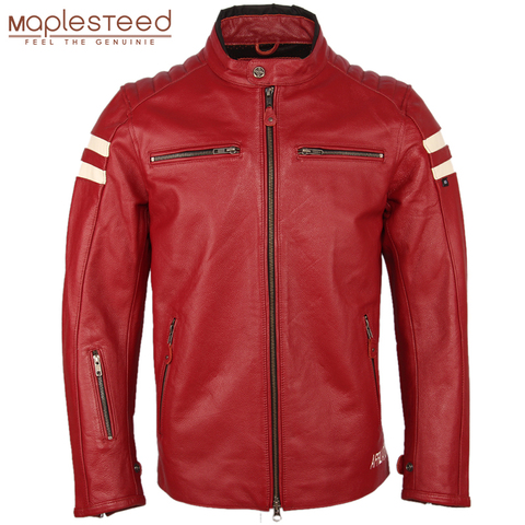 Chaqueta de cuero 100% para hombre, abrigo de piel de vaca auténtica, piel natural, ajustado, cazadora para motociclista, Otoño, M218 ► Foto 1/6