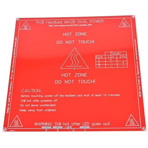 Cama calefactora MK2B mejorada, PCB, Dual, 12V, 24V, rojo, MK2 B, caliente, Piezas 3D de impresora, calor, 2022mm x 214mm, 214 ► Foto 1/6