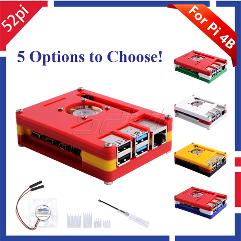 Disipador de calor para Raspberry Pi 4 B, Carcasa de ABS de 9 capas con colores de bandera, España, Italia, Alemania, Francia, con ventilador de refrigeración, nuevo, 52Pi ► Foto 1/6