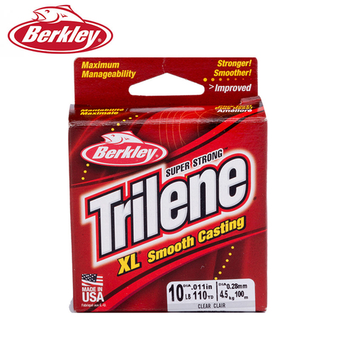 Berkley-línea de pesca Trilene XL, 100M, 110YD, 2-20LB, línea de lanzamiento fluido superfuerte, nailon, Color claro y verde ► Foto 1/4