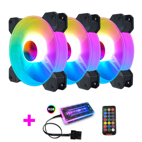 Coolmoon-ventilador de enfriamiento para chasis de ordenador, enfriador RGB ajustable de 120mm, Control silencioso, ventiladores de carcasa RGB ► Foto 1/6