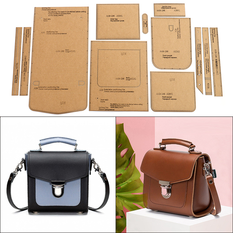 Conjunto de plantillas de papel Kraft para manualidades, Bolso pequeño cuadrado, bandolera, patrón para manualidades, costura de plantilla DIY, 1 Juego ► Foto 1/6