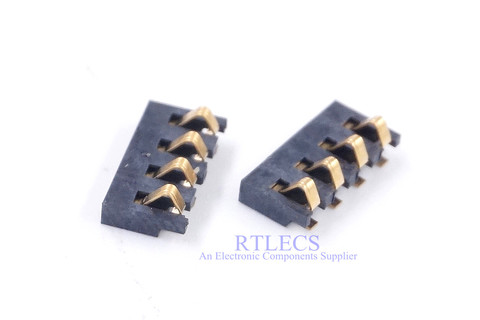 Contacto de compresión de 4 posiciones, conector macho de 2,5mm, conector macho de 4 pines, montaje en superficie, batería de contactos modulares PCB, 10 uds. ► Foto 1/5