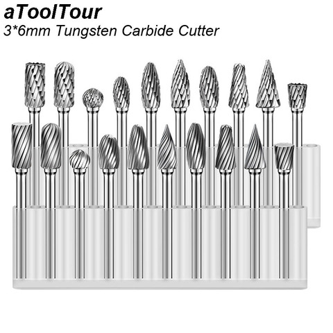 Fresadora de carburo de tungsteno, herramienta rotativa de grabado CNC, herramientas abrasivas de pulido metalúrgico, 3x6mm ► Foto 1/6