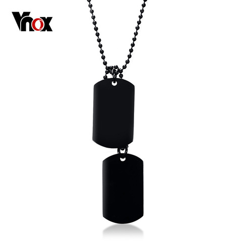 Vnox collar de doble placa de perro de acero inoxidable para hombres alto pulido colgante ID hombres joyería 24 