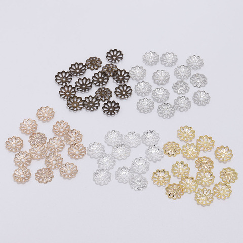 200 unids/bolsa 7mm 9mm flor grano tapas oro tapas de cuentas de plata para joyería DIY pulsera pendientes accesorios conclusiones ► Foto 1/6