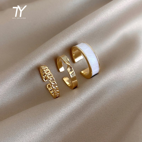 Anillos de apertura de tres piezas para mujer, joyería Coreana de la manera europea y americana, anillo Sexy para fiesta de boda, estilo gótico, 2022 ► Foto 1/6