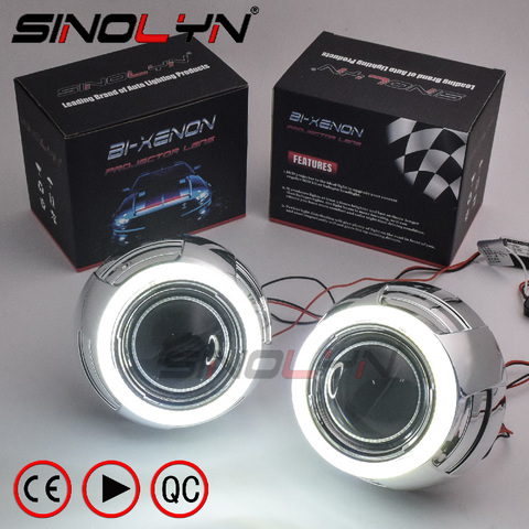 Sinolyn-lente de proyector LED de Ojos de Ángel Diablo, bi-xenón 3,0 H1 HID para H4 H7, accesorios de luces de coche, retroadaptación ► Foto 1/6