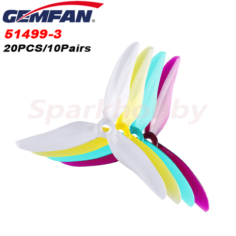 20 piezas (10 pares GEMFAN huracán 51499 5 pulgadas 3 pala de la hélice CW y CCW para 2205 de 2306 de 2207 RC sin escobillas del Motor del Dron de carreras con visión en primera persona ► Foto 1/6