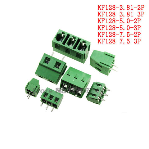 100 Uds KF128-2P 3P KF128-3.5-2P 3P KF128-3.81-3P KF128 3,5mm/3,81mm terminal espaciado se puede empalmar tornillo tipo PCB terminal ► Foto 1/3