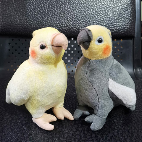 Juguetes de peluche de tamaño Mini para niños, cacatúa gris realista, amarillo suave de la vida Real, loro, pájaros, animales de peluche, regalos ► Foto 1/6