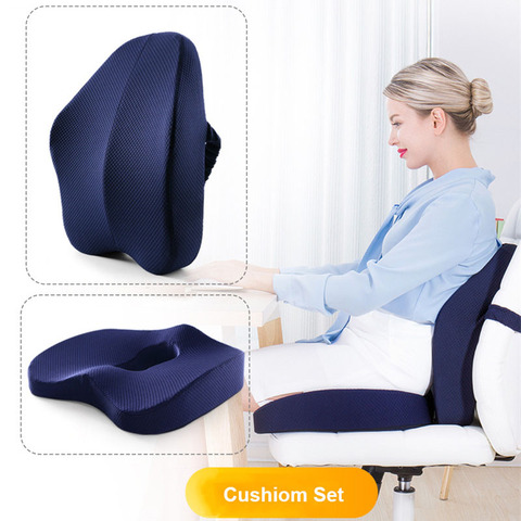 Cojín de espuma viscoelástica para silla de oficina, almohada ortopédica para soporte de coxis, cojín de cintura, almohada para espalda, conjuntos de asientos para asiento de cadera y coche ► Foto 1/6