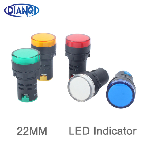 1 Uds. 12V 24V 220V 380V 22mm montaje en Panel LED indicador de potencia piloto luz de señal ► Foto 1/6