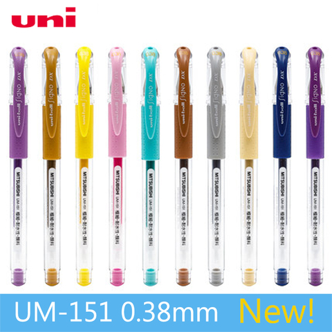 10 unids/lote Japón UNI UM-151 Color Gel Pen impermeable doble cuentas Color Multicolor estudiante pluma de firma de 0,38 ► Foto 1/6