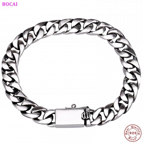 BOCAI-pulsera de plata de ley 925 para hombre y mujer, joyería Retro de moda plateada tailandesa, pulsera de plata pura ► Foto 1/6