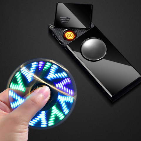 Mecheros Turbo táctiles giroscópicos creativos, giratorios de mano recargables por Usb, con luz LED cambiable ► Foto 1/6