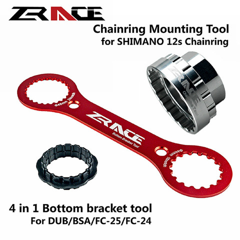 ZRACE 4 en 1 Herramienta de llave de soporte inferior y 12s herramienta de montaje de anillos de cadena, para SRAM DUB, SHIMANO BSA / FC-25 / FC-24 herramientas de bicicleta ► Foto 1/6