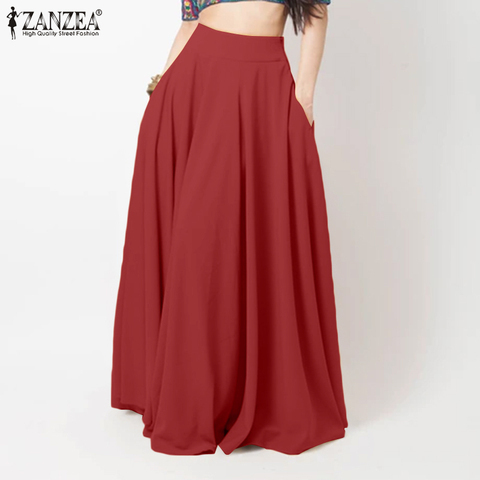 ZANZEA-Faldas extra largas de cintura alta para mujer, Faldas informales, elegantes, para fiesta y playa ► Foto 1/6