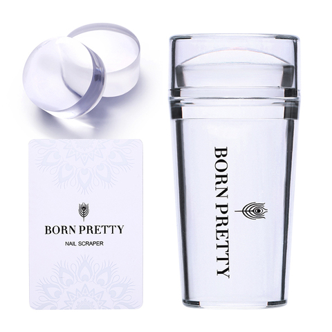 BORN PRETTY-plantillas para manicura, sello de silicona transparente, placa de estampación, raspador con tapa, estampador de uñas transparente ► Foto 1/6