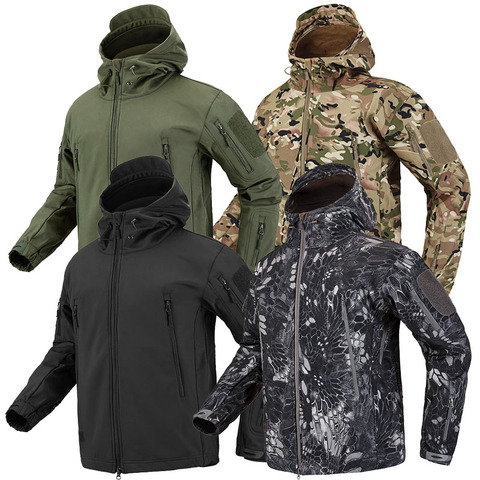 Chaqueta táctica militar para hombre, chaqueta táctica militar para acampar, con carcasa de tiburón, impermeable, cortavientos ► Foto 1/6